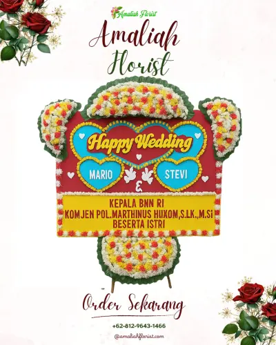 Karangan Papan Bunga Pernikahan di Ketunggeng